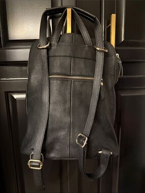 L. Credi Black Leather Backpack with Gold Hardware multiway carry